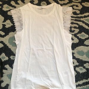 White Sandro top with lace